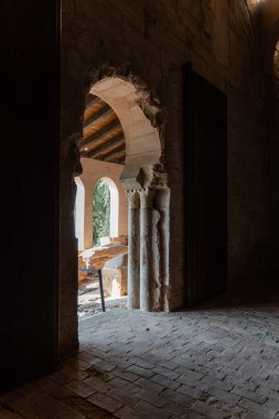 San Millan de la Cogolla, La Rioja, İspanya 'daki Suso Manastırı UNESCO Dünya Mirası Bölgesi. İç görünüm