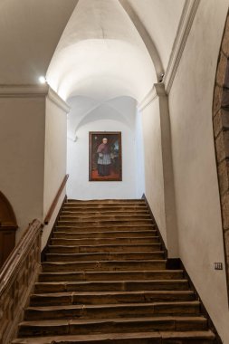 La Rioja, İspanya - 10 Ekim 2024. San Millan de Yuso Manastırı, 11. yüzyıl San Millan de la Cogolla, La Rioja, İspanya. UNESCO Dünya Mirası Bölgesi Santiago de Compostela Yolundaki Pilgrim Yolu