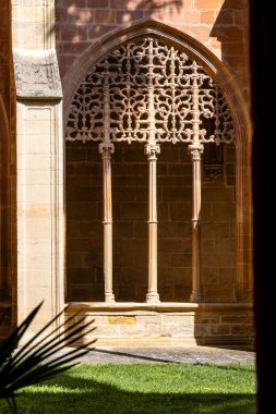 Njera, La Rioja, İspanya: 22 Ağustos 2024: Santa Mara la Real de Njera Manastırı, St. James Yolu.