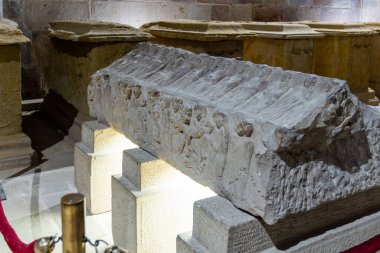 Santa Mara La Real 'in Kraliyet Panteonu. Njera, La Rioja, İspanya, Njera-Pamplona krallığının mezarları, Jimena veya Abarca ailesinin mezarları.