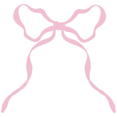 Zarif Coquette Pembe Kurdele Yay Clipart El Çizimi Pastel Vektör İllüstrasyonu