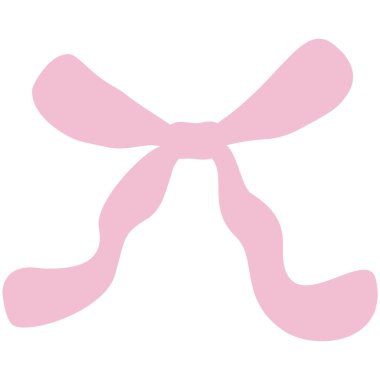 Asgari Coquette Pembe Fiyonk Yumuşak El Çizimi Pastel Kurdela Vektör İllüstrasyonu