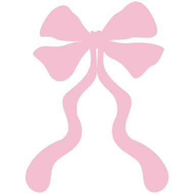 Şirin Pembe Yay Clipart Coquette Biçimli Uzun Kuyruklu Kurdele Vektörü