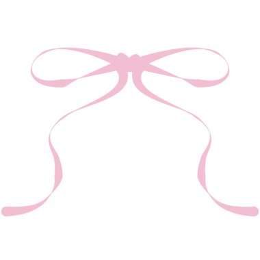 Asgari Coquette Biçimli Pembe Kurdele Yay Clipart El Çizimi Pastel Vektör İllüstrasyonu