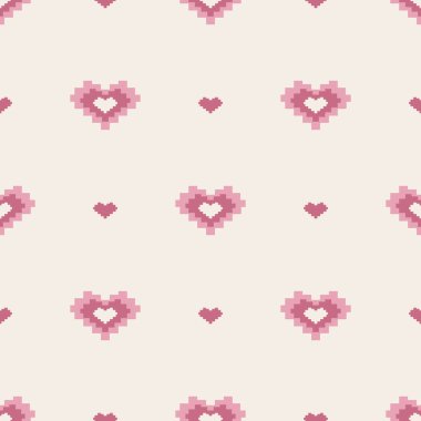 Pembe Tonlarda Kusursuz Pikselsiz Sanat Kalp Şablonu Romantik ve Minimalist Tasarım
