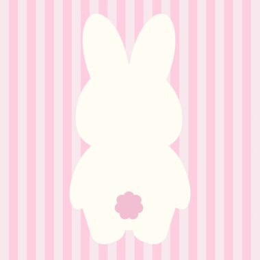 Minimalist Pastel Tavşan Çiziminin Arkasından Tatlı Kawaii Paskalya Tavşanı