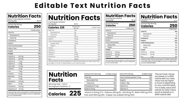 Beslenme Gerçekleri Etiketi tasarım şablonu, Beslenme gerçeği, ek bilgiler, beslenme etiketi, beslenme listesi, vitamin bilgi etiketi tasarım yağları