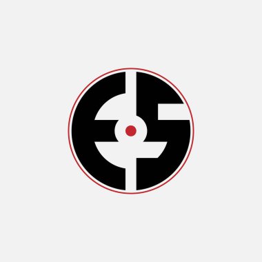 402 harfli logo geometrik matematik eğitici öğrenme yuvarlak daire elips silah hedefi negatif boşluk E S