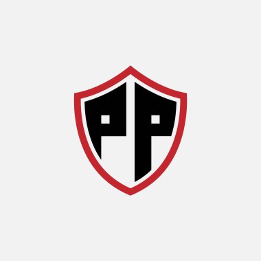 734 SHIELD logosu harf harfi P harfi öğrenme alfabesi.