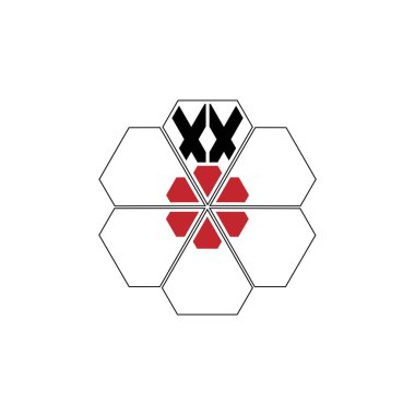 984 elmas şekilli alfabe harfi Pentagon geometrik eğitim öğrenme çiçeği logosu X X X