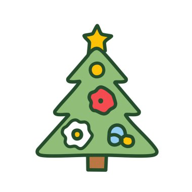 Toplar ikon vektör illüstrasyon tasarımlı noel ağacı