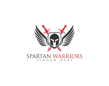 Sparta Savaşçı Kalkanı ve Çapraz Kılıç Logosu. Kalkan ve Kılıçlarla Güçlü Sparta Zili.