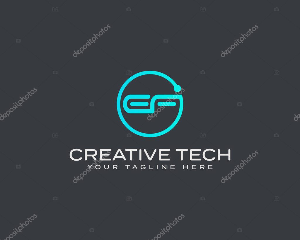 High-Tech EF Monogram Logo Design for Digital Brands Identity.