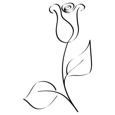Zarif bir gül eskizi. Çiçek vektör çizgisi. Romantik çiçek çizimi. Minimalist taç yaprağı sembolü. EPS 10.