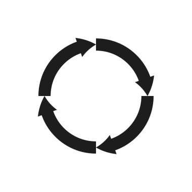 Okları döndür. Dairesel döndürme simgesi. İşlem döngüsü sembolü. Siyah basit bir illüstrasyon. EPS 10.