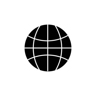 Dünya şekli ikonu. Dünya şebeke sembolü. Küresel ağ vektörü. Siyah siluet. EPS 10.