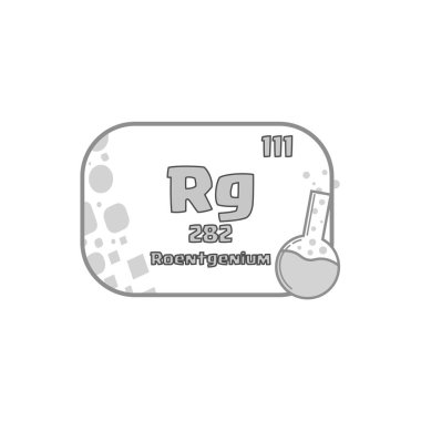 Roentgenium numarası 111. Element çizelgesi vektörü. Gri atomik etiket. Kimya masası ikonu. EPS 10.
