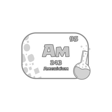 Americium vektör karesi. Ben periyodik ikonum. Bilim elemanı etiketi. Kimya atom numarası. EPS 10.