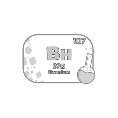 Bohrium periyodik simgesi. 107 numaralı element. Vektör ağır bloğu. Atom bilimi kartı. EPS 10.
