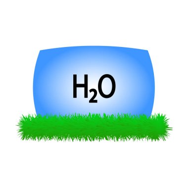 H2O simgesi. Su sembolü. Mavi damla şekli. Çim elementi. EPS 10.
