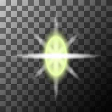 Işık patlaması etkisi. Parlak yıldız sembolü. Vektör işaret fişeği simgesi. Dama tahtası tasarımı. EPS 10.