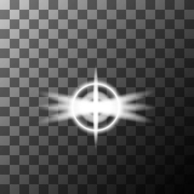 Işık ışını etkisi. Işıl ışıl bir sembol. Vektör ışıltı simgesi. Dama tahtası arka plan tasarımı. EPS 10.