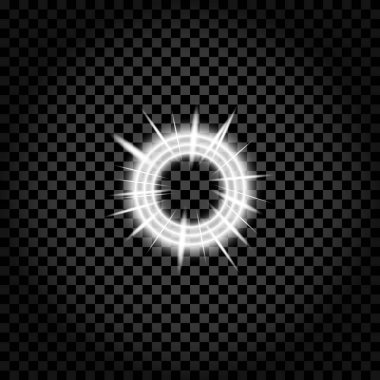 Beyaz yıldız patladı. Işıltı etkisi. Parlayan ışık sembolü. Vektör çizimi. EPS 10.