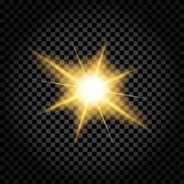 Sarı ışık patlaması. Işıl ışıl parlıyor. Kozmik ışık etkisi. Vektör sembolü. EPS 10.