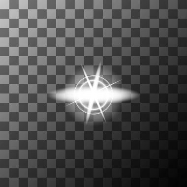 Küçük beyaz yıldız patlaması. Parlak ışık. Parlak ışıltı etkisi. Vektör parıltısı illüstrasyonu. EPS 10.