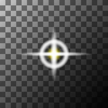 Işık halesi etkisi. Parlak yüzük sembolü. Vektör parlaklık simgesi. Dama tahtası arkaplanı. EPS 10.