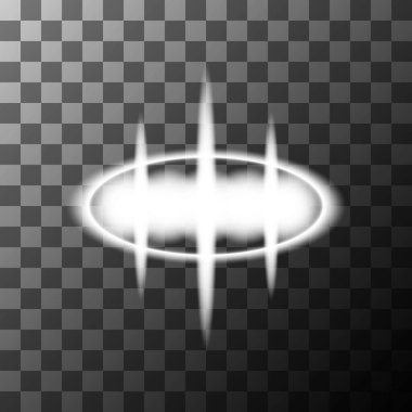 Işık halesi etkisi. Parlak yüzük sembolü. Vektör parlaklık simgesi. Dama tahtası arkaplanı. EPS 10.