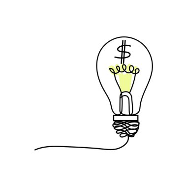 Ampul dolar simgesi. Para fikri sembolü. Kâr ışığı kavramı. Vektör çizimi. EPS 10.