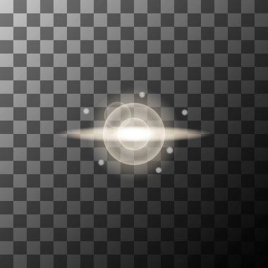 Işık patlaması simgesi. Yıldız patlaması sembolü. İşaret fişeği amblemi. Damalı şeffaf taban. EPS 10.