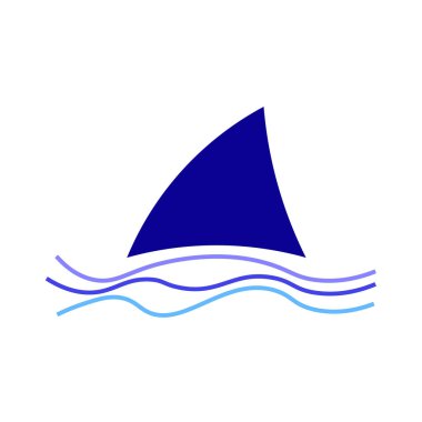 Yelkenli ikonu. Okyanus yelken sembolü. Mavi dalga deseni. Vektör tekne çizimi. EPS 10.