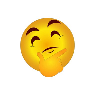 Vektör ikonu düşünüyorum. Dalgın yüz şekli. Sarı renk tasarımı. Beyaz arkaplan sembolü. EPS 10.