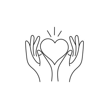 Kalp el ikonu. Sevgi sembolü. Nazik bir jest örneği. Vektör beyaz arka plan. EPS 10.