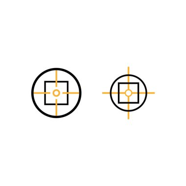 Arget simgesi. Çapraz sembolü hedefliyorum. Vektör merkezi. Turuncu altıgen tasarımı. EPS 10.