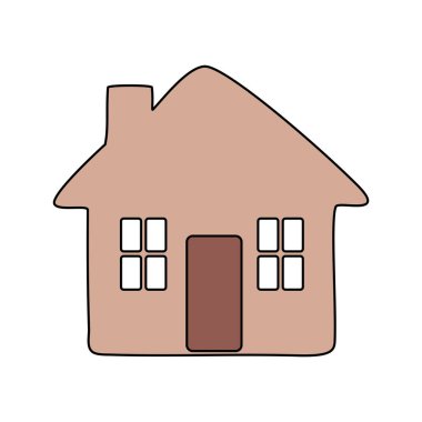Kahverengi ev çizimi. Yapı görüntüsü oluşturuluyor. Ev mülkiyeti vektörü. İkamet sembolü simgesi. EPS 10.