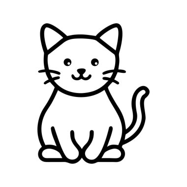 Şirin kedi çizimi. Oturan kedi yavrusu karakteri. Evcil hayvan ikonu. Kedi hayvan vektörü. EPS 10.