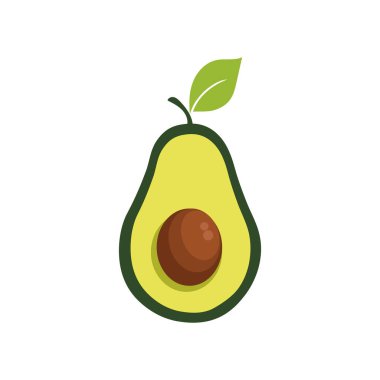 Avokado yarı ikon. Taze meyve sembolü. Sağlıklı gıda taşıyıcısı. Organik atıştırmalık. EPS 10.