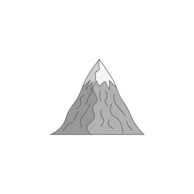 Dağ zirvesi ikonu. Karlı zirve sembolü. Gri arazi vektörü. Doğa jeolojisi çizimi. EPS 10.