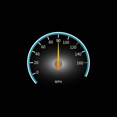 Araba göstergesi hız göstergesi. Hız göstergesi çizimi. Takometre ölçüm cihazı. Vektör taşıma ekipmanı. EPS 10.