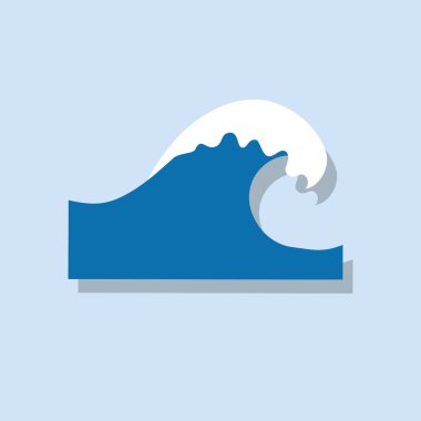 Okyanus dalga ikonu. Deniz sörfü sembolü. Su hareketi illüstrasyonu. Vektör deniz grafiği. EPS 10.