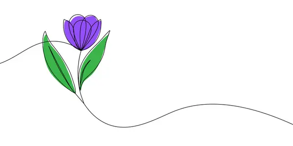 Sanatta doğayı, zarafeti ve basitliği sembolize eden, renkli yapraklarla çiçek açan bir çiçeğin narin çizimi. Renkli bir çiçek ikonu çizimi. Vektör illüstrasyonu