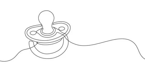 Bebek emziğinin basit sürekli çizimi, bebek bakımını sembolize eder, yatıştırır ve sanatsal bir tarzda ebeveynlik yapar. Vektör illüstrasyonu