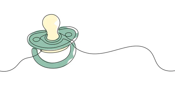 Renkli bir bebek emziği çizimi, bebek bakımını, yatıştırıcıyı ve ebeveynliği minimalist ve sanatsal bir tarzda sembolize eder. Vektör illüstrasyonu