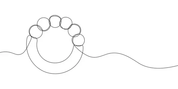 Yuvarlak boncuklarla sürekli çizilmiş bir bebek çizimi, beyaz arka planda minimalist ve modern bir soyut tasarım yaratıyor. Vektör illüstrasyonu