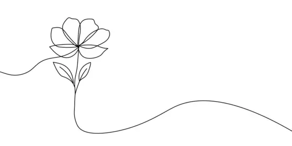 Yapraklı bir çiçeğin basit ve zarif bir çizimi, beyaz arkaplanda siyah çizgiler kullanarak minimalist bir tarzda yaratıldı. Çiçek bir çizgi ikonu. Vektör illüstrasyonu
