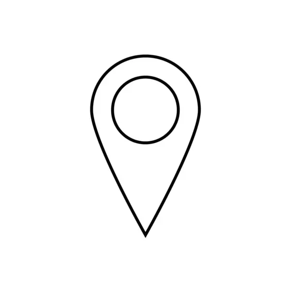  Lokasyon simgesinin basit siyah çizgisi. Navigasyon, GPS, haritalama, seyahat noktaları, konumlandırma ve dijital konum hizmetlerini temsil eder. Vektör illüstrasyonu