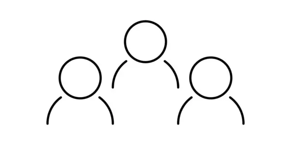 Bir grup insanı temsil eden basit bir siyah çizgi simgesi. Minimalist tasarım takım çalışmasını, toplumu, organizasyonu ya da sosyal bağlantıları sembolize eder. Vektör illüstrasyonu